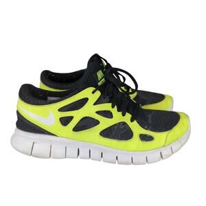 Nike Free‎ Run+ 2 443815 Running Shoes Men's Size 8.5 Black Bright Neon Yellow